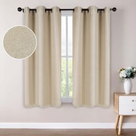 Jaxon Textured Blackout Curtain Set of 2 Panels (Color: Beige, size: 42" X 63")