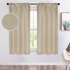 Jaxon Textured Blackout Curtain Set of 2 Panels (Color: Beige, size: 26" X 63")