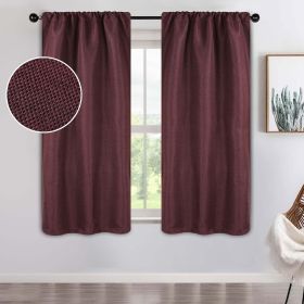 Jaxon Textured Blackout Curtain Set of 2 Panels (Color: Mulberry, size: 26" X 63")