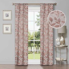 Leaves Machine Washable Room Darkening Blackout Curtains, Set of 2 (Color: Bronze, size: 26" X 63")