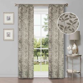 Leaves Machine Washable Room Darkening Blackout Curtains, Set of 2 (Color: Sage, size: 26" X 63")