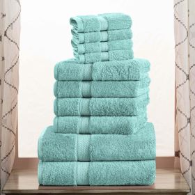 10-Piece Egyptian Cotton Plush Towel Set - Madison (Color: Turquoise)