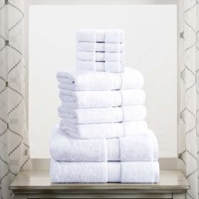 10-Piece Egyptian Cotton Plush Towel Set - Madison (Color: White)