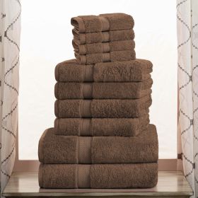 10-Piece Egyptian Cotton Plush Towel Set - Madison (Color: Chocolate)