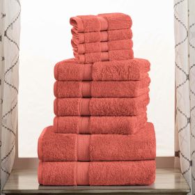 10-Piece Egyptian Cotton Plush Towel Set - Madison (Color: Coral)