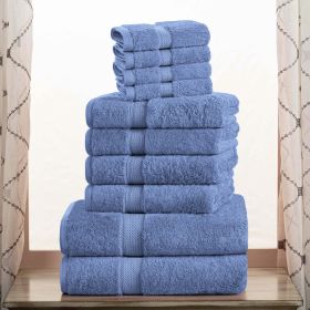 10-Piece Egyptian Cotton Plush Towel Set - Madison (Color: Denim Blue)