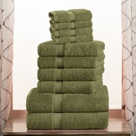 10-Piece Egyptian Cotton Plush Towel Set - Madison (Color: Forest Green)
