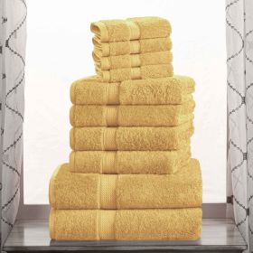 10-Piece Egyptian Cotton Plush Towel Set - Madison (Color: Gold)