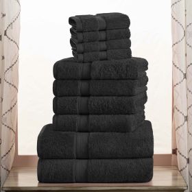 10-Piece Egyptian Cotton Plush Towel Set - Madison (Color: Black)