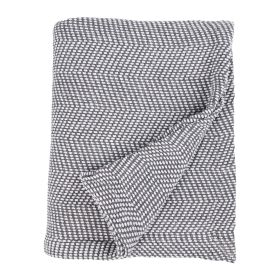 Maya Chenille Herringbone Soft Textured Medium Weight Cotton Blanket (Color: Charcoal, size: Throw)
