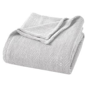 Maya Chenille Herringbone Soft Textured Medium Weight Cotton Blanket (Color: Grey, size: California King)