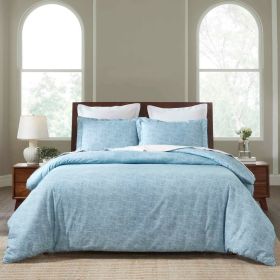 100% Cotton Flannel Melange Two-Toned Duvet Cover Set (Color: Washed Blue, size: Full/Queen)