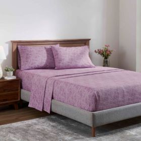 100% Cotton Flannel Sheet Set Warm Two-Toned Melange Deep Pocket (Color: Fig Plum, size: Twin XL)