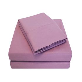 Microfiber Embossed Basketweave Deep Pocket Bed Sheet Set (Color: Lavender, size: King)