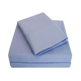 Microfiber Embossed Basketweave Deep Pocket Bed Sheet Set (Color: Periwinkle, size: Queen)