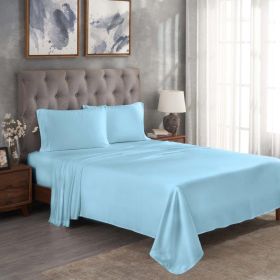300 Thread Count Modal Sheets Set – Made from Beechwood, Solid Deep Pocket (Color: Light Blue, size: Full)