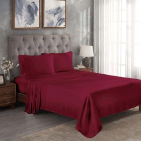 300 Thread Count Modal Sheets Set – Made from Beechwood, Solid Deep Pocket (Color: Burgundy, size: Queen)