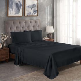 300 Thread Count Modal Sheets Set – Made from Beechwood, Solid Deep Pocket (Color: Black, size: King)