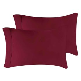Modal from Beechwood 300 Thread Count Solid 2 Piece Pillowcase Set (Color: Burgundy, size: Standard)
