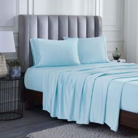 400 Thread Count Modal Fitted Sheet With Set- From Beechwood, Cooling, Solid (Color: Light Blue, size: Twin XL)