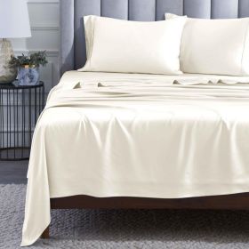 400 Thread Count Modal Fitted Sheet With Set- From Beechwood, Cooling, Solid (Color: Ivory, size: Full)