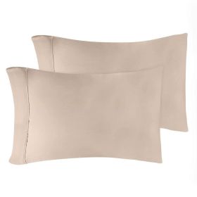 Modal From Beechwood 400 Thread Count Cooling Solid Pillowcase Set (Color: Linen, size: Standard)