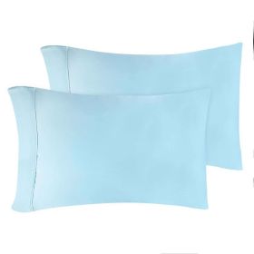 Modal From Beechwood 400 Thread Count Cooling Solid Pillowcase Set (Color: Light Blue, size: King)