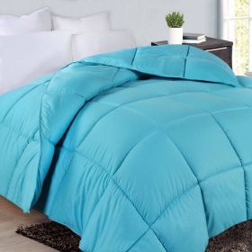Monochrome Basketweave Plush Microfiber Down Alternative Comforter (Color: Winter Blue, size: Twin XL)