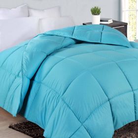 Monochrome Basketweave Plush Microfiber Down Alternative Comforter (Color: Winter Blue, size: King)
