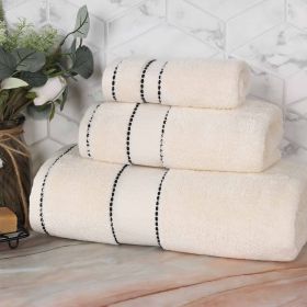 Egyptian Giza Cotton Plush Soft Towel Set 3 Piece (Color: Ivory)