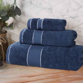 Egyptian Giza Cotton Plush Soft Towel Set 3 Piece (Color: Navy Blue)
