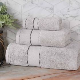 Egyptian Giza Cotton Plush Soft Towel Set 3 Piece (Color: Platinum)