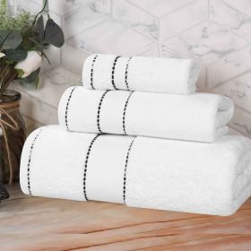Egyptian Giza Cotton Plush Soft Towel Set 3 Piece (Color: Black Stripes)
