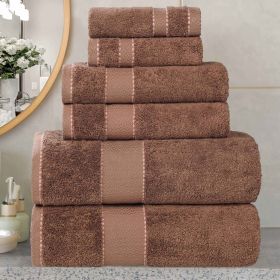 Egyptian Giza Cotton Plush Soft Towel Set 6 Piece (Color: Chocolate)