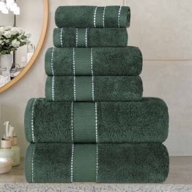 Egyptian Giza Cotton Plush Soft Towel Set 6 Piece (Color: Forest Green)
