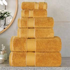 Egyptian Giza Cotton Plush Soft Towel Set 6 Piece (Color: Gold)