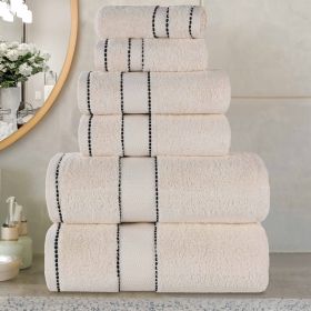 Egyptian Giza Cotton Plush Soft Towel Set 6 Piece (Color: Ivory)