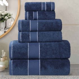 Egyptian Giza Cotton Plush Soft Towel Set 6 Piece (Color: Navy Blue)