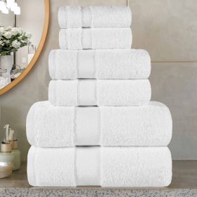 Egyptian Giza Cotton Plush Soft Towel Set 6 Piece (Color: White)