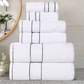 Egyptian Giza Cotton Plush Soft Towel Set 6 Piece (Color: Black Stripes)