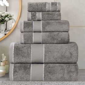Egyptian Giza Cotton Plush Soft Towel Set 6 Piece (Color: Charcoal)