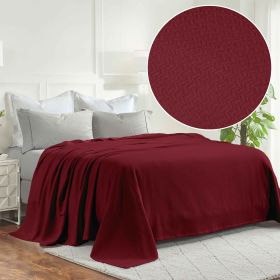 Nobel Cotton Textured Jacquard Chevron Lightweight Woven Blanket (Color: Burgundy, size: California King)