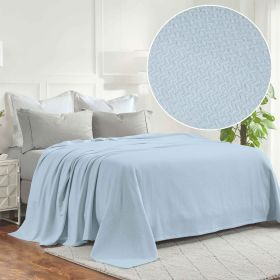 Nobel Cotton Textured Jacquard Chevron Lightweight Woven Blanket (Color: Light Blue, size: California King)