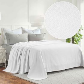 Nobel Cotton Textured Jacquard Chevron Lightweight Woven Blanket (Color: White, size: King)