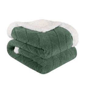 Sherpa Fleece Blanket Reversible Plush Fluffy Nuuk Jacquard (Color: Green, size: King)