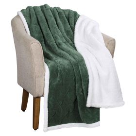 Sherpa Fleece Blanket Reversible Plush Fluffy Nuuk Jacquard (Color: Green, size: Throw XL)
