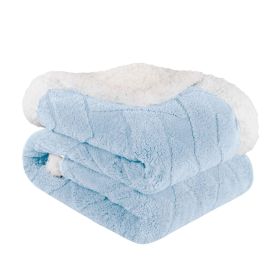 Sherpa Fleece Blanket Reversible Plush Fluffy Nuuk Jacquard (Color: Light Blue, size: Full/Queen)