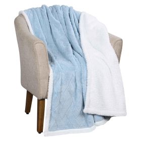 Sherpa Fleece Blanket Reversible Plush Fluffy Nuuk Jacquard (Color: Light Blue, size: Throw XL)
