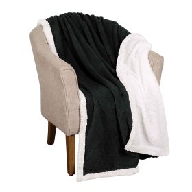Sherpa Fleece Blanket Reversible Plush Fluffy Nuuk Jacquard (Color: Black, size: Throw XL)