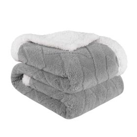 Sherpa Fleece Blanket Reversible Plush Fluffy Nuuk Jacquard (Color: Platinum, size: Twin)